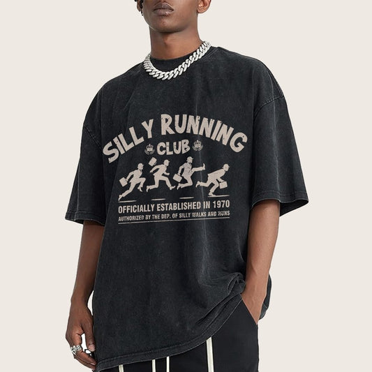 Funny Silly Running Club Vintage Distressed T-shirt