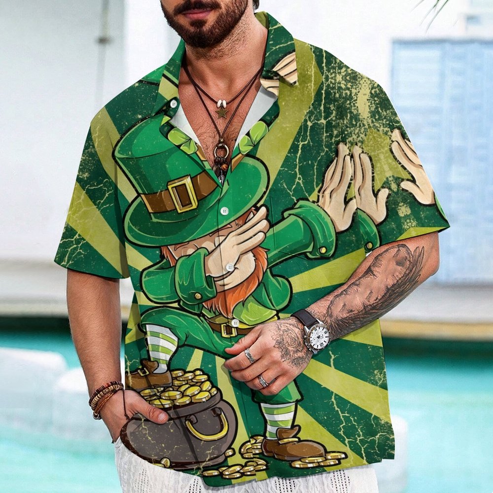 St. Patrick's Day Vintage Art Print Geek Hawaiian Shirt