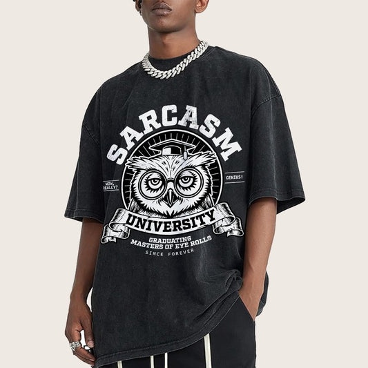 Sarcasm University-Mens-Basic Vintage Distressed T-shirt