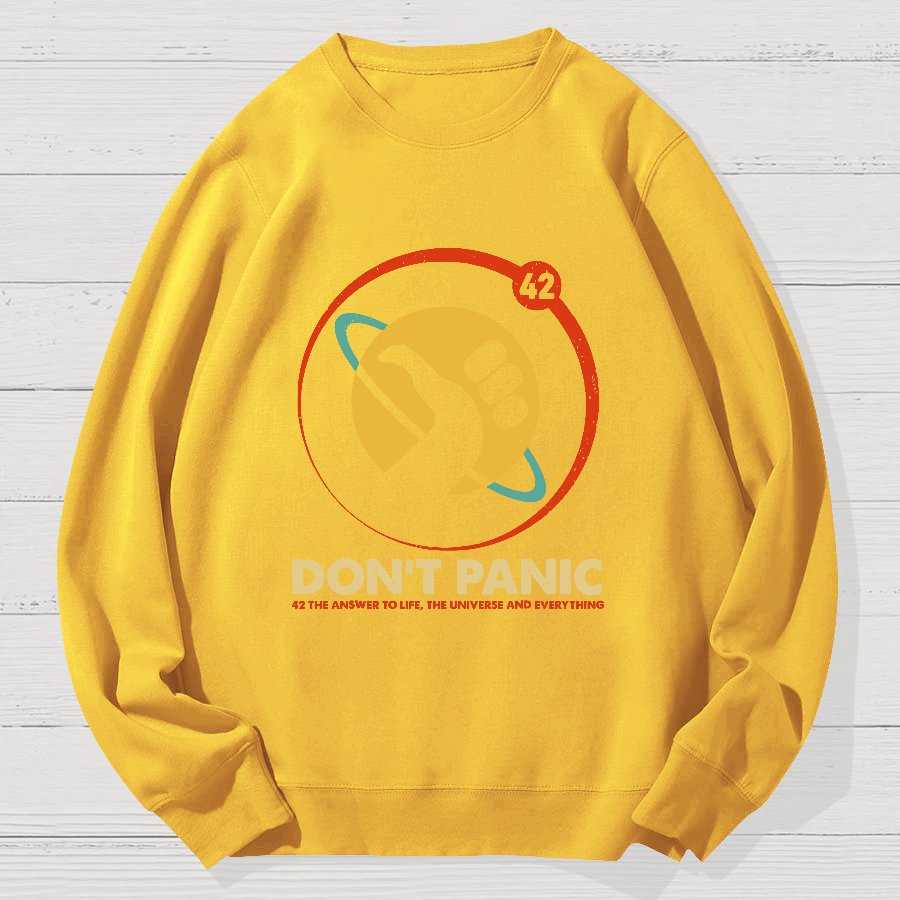 42 Answer to Life Universe Everything Don't Panic Geek Cotton Sweatshirt