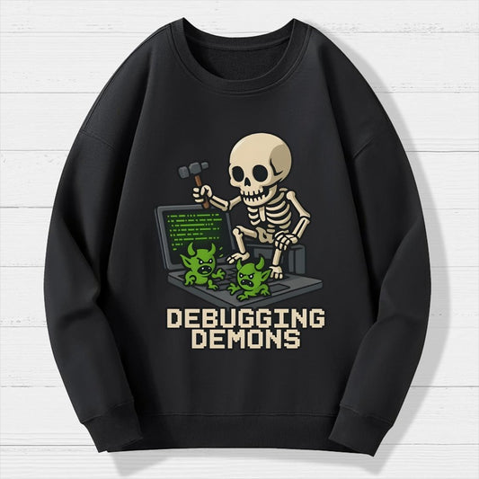 Debugging Demons Funny Programmer Geek Cotton Sweatshirt