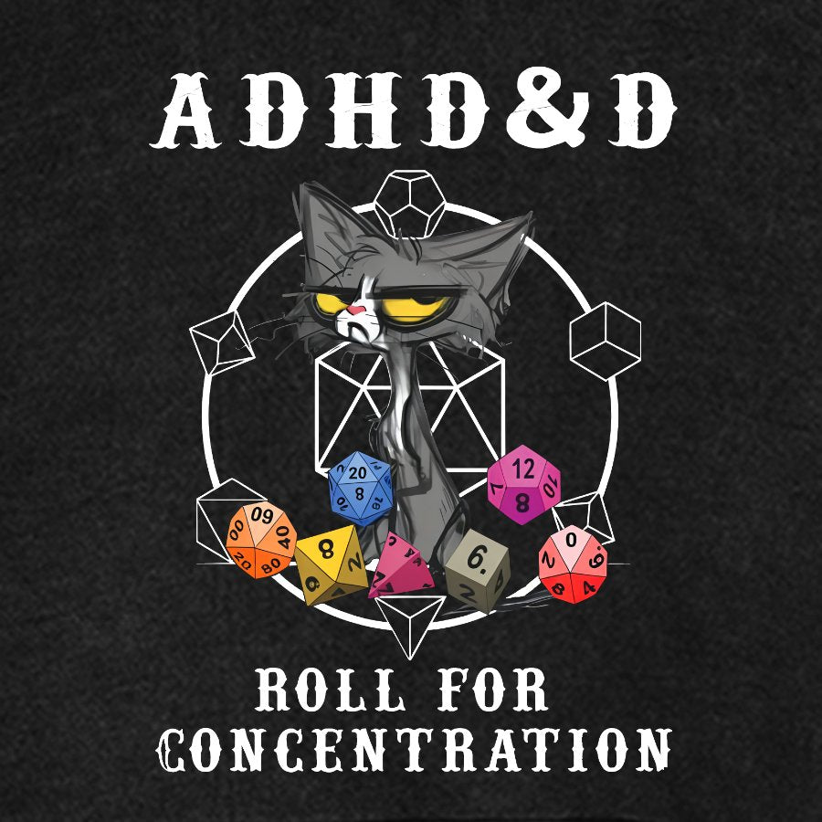 Adhd&Dnd-Cat Vintage Distressed Hoodie