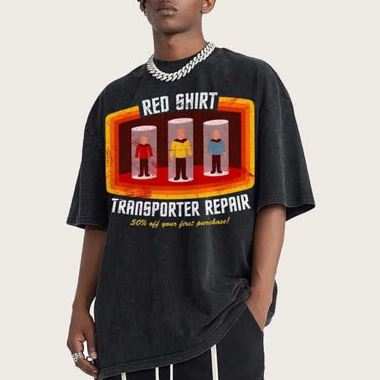 Red Shirt Spacecraft Repair Vintage Distressed T-shirt