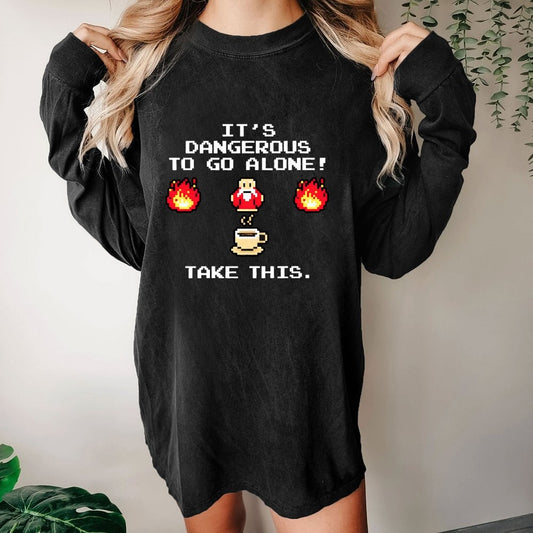 It’S Dangerous To Go Alone! Take This Washed Long Sleeve Tee