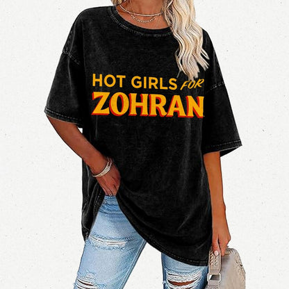 Hot Girls For Zohran Vintage Distressed T-shirt