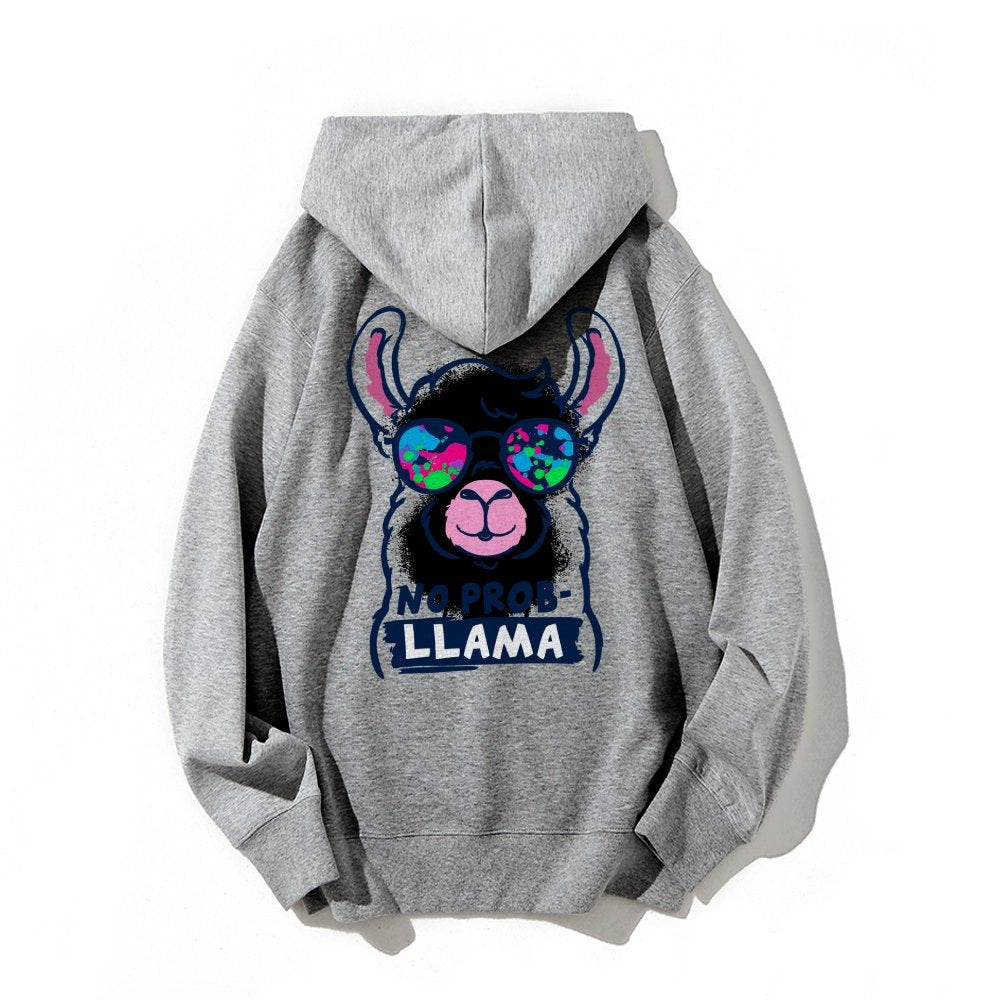 No probllama Printed Back Unisex Cotton Hoodie