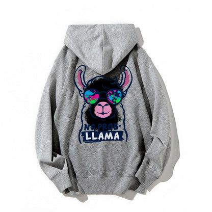 No probllama Printed Back Unisex Cotton Hoodie