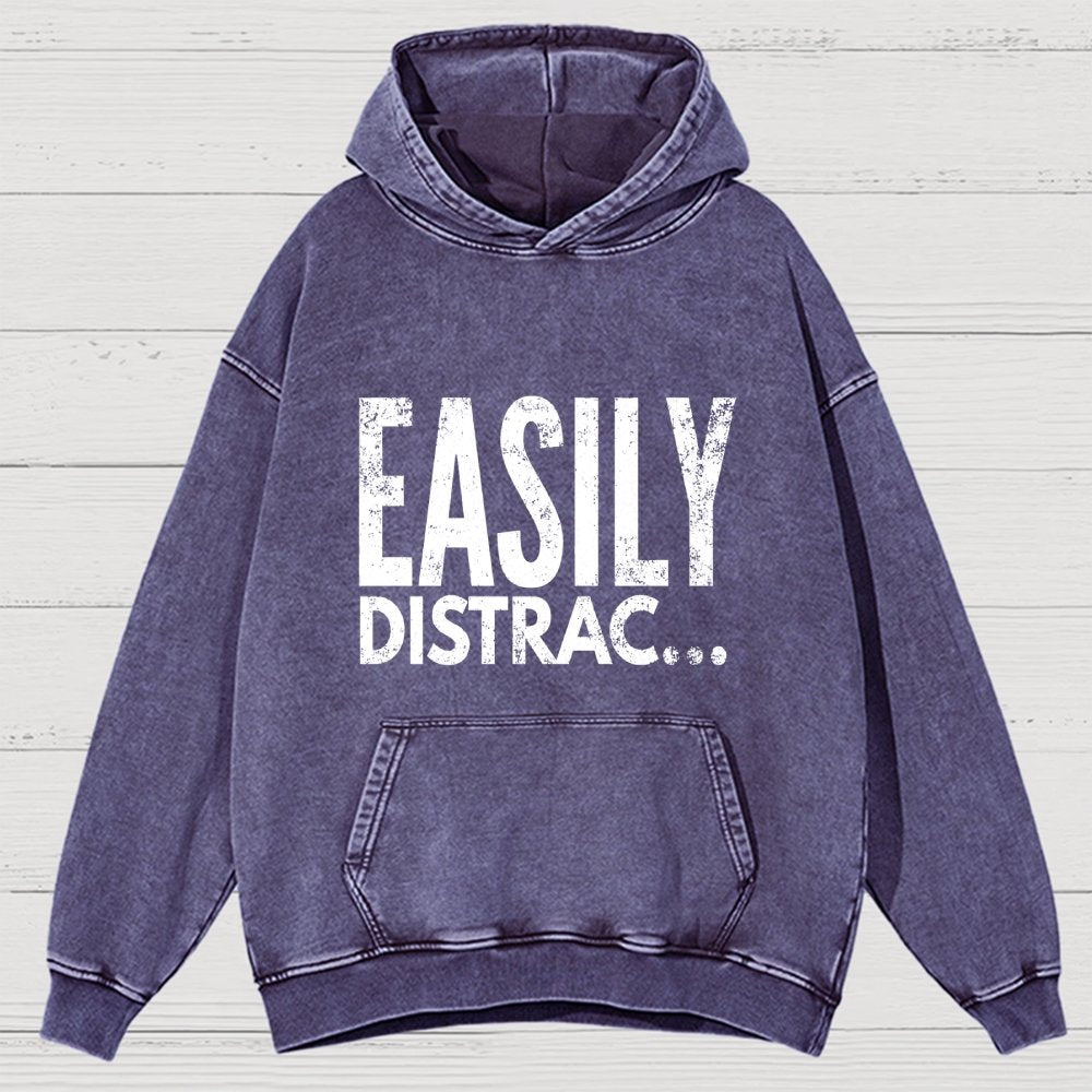 Easily Distrac  Vintage Distressed Hoodie