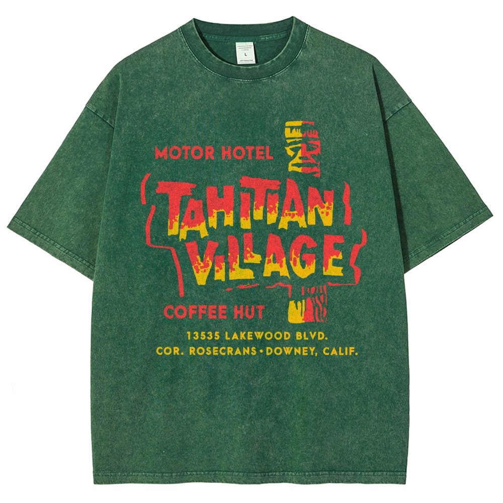 Tahitian Village - Downey, CA - Vintage Tiki Bar Vintage Distressed T-shirt