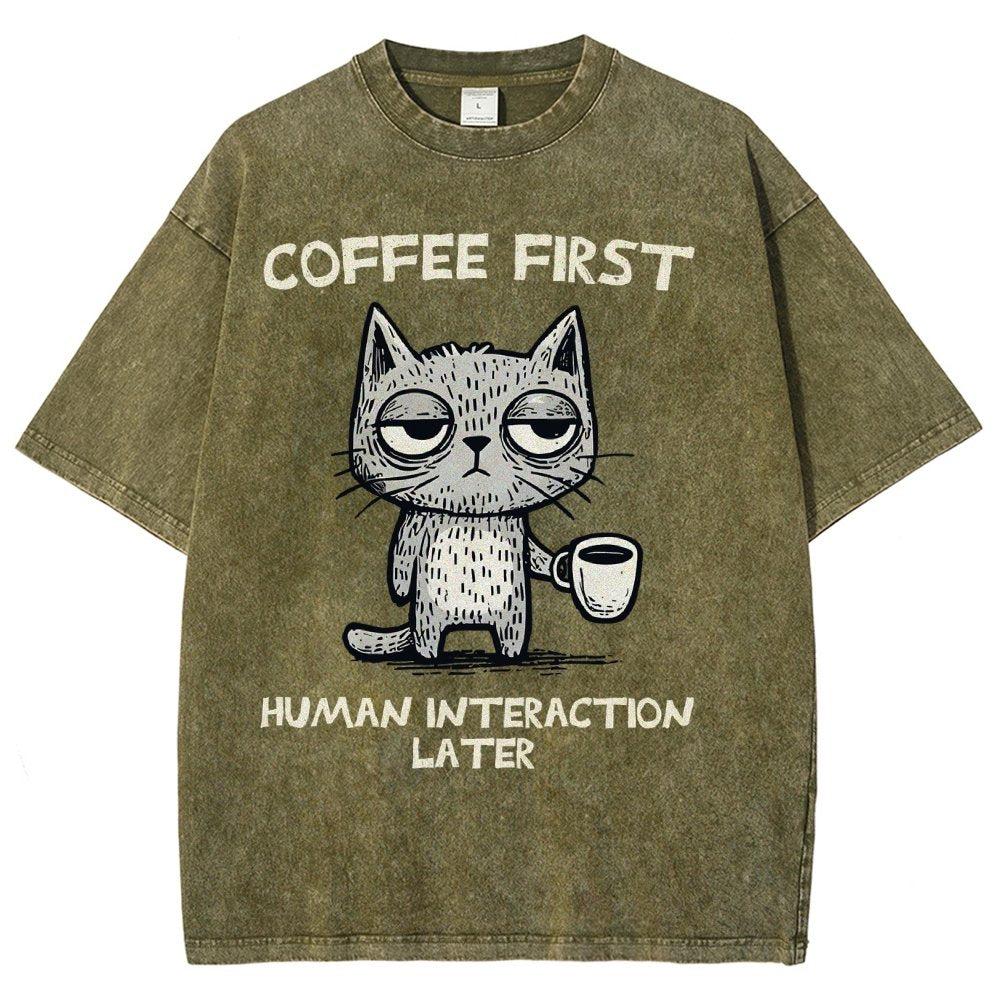 Coffee Firtst Vintage Distressed T-shirt