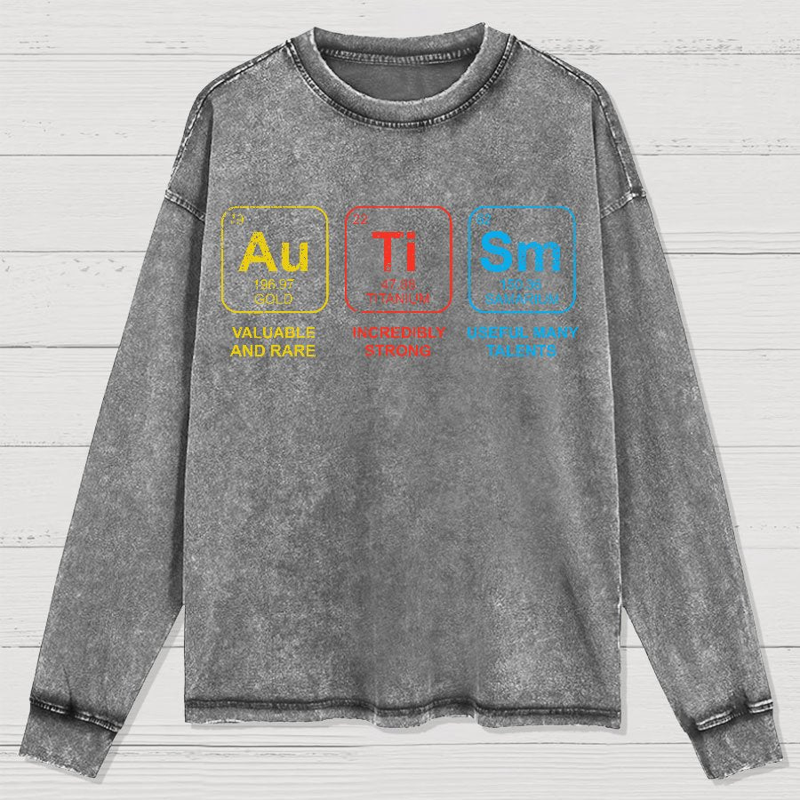 Autism Awareness Periodic Table Elements Geeks Washed Long Sleeve Tee