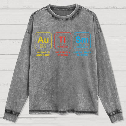 Autism Awareness Periodic Table Elements Geeks Washed Long Sleeve Tee