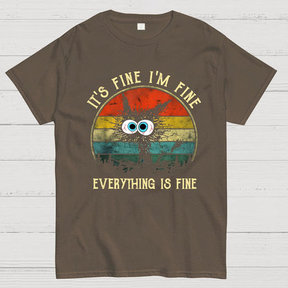 It ‘s Fine I am Fine Everything Is Fine Funny Black cat Geek T-Shirt