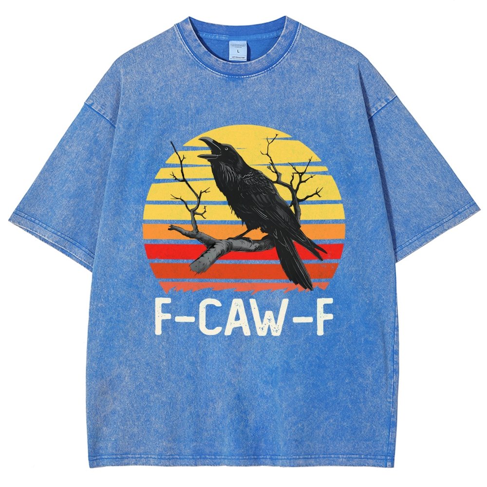 Retro Sunset F-Caw-F Black Bird Black Crow Vintage Distressed T-shirt
