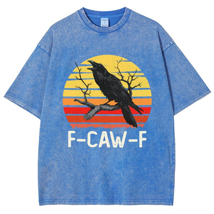 Retro Sunset F-Caw-F Black Bird Black Crow Vintage Distressed T-shirt