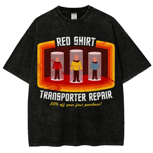 Red Shirt Spacecraft Repair Vintage Distressed T-shirt