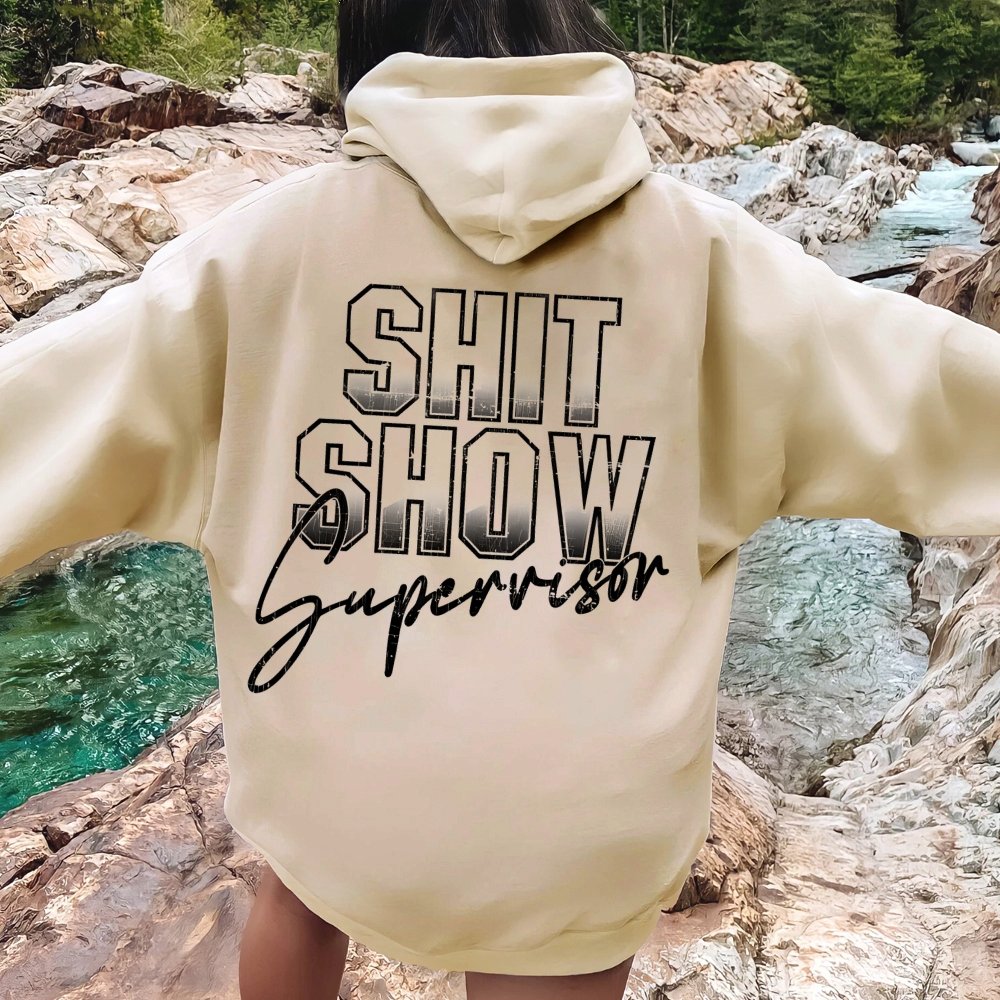 Shit Show Supervisor Printed Back Unisex Cotton Hoodie