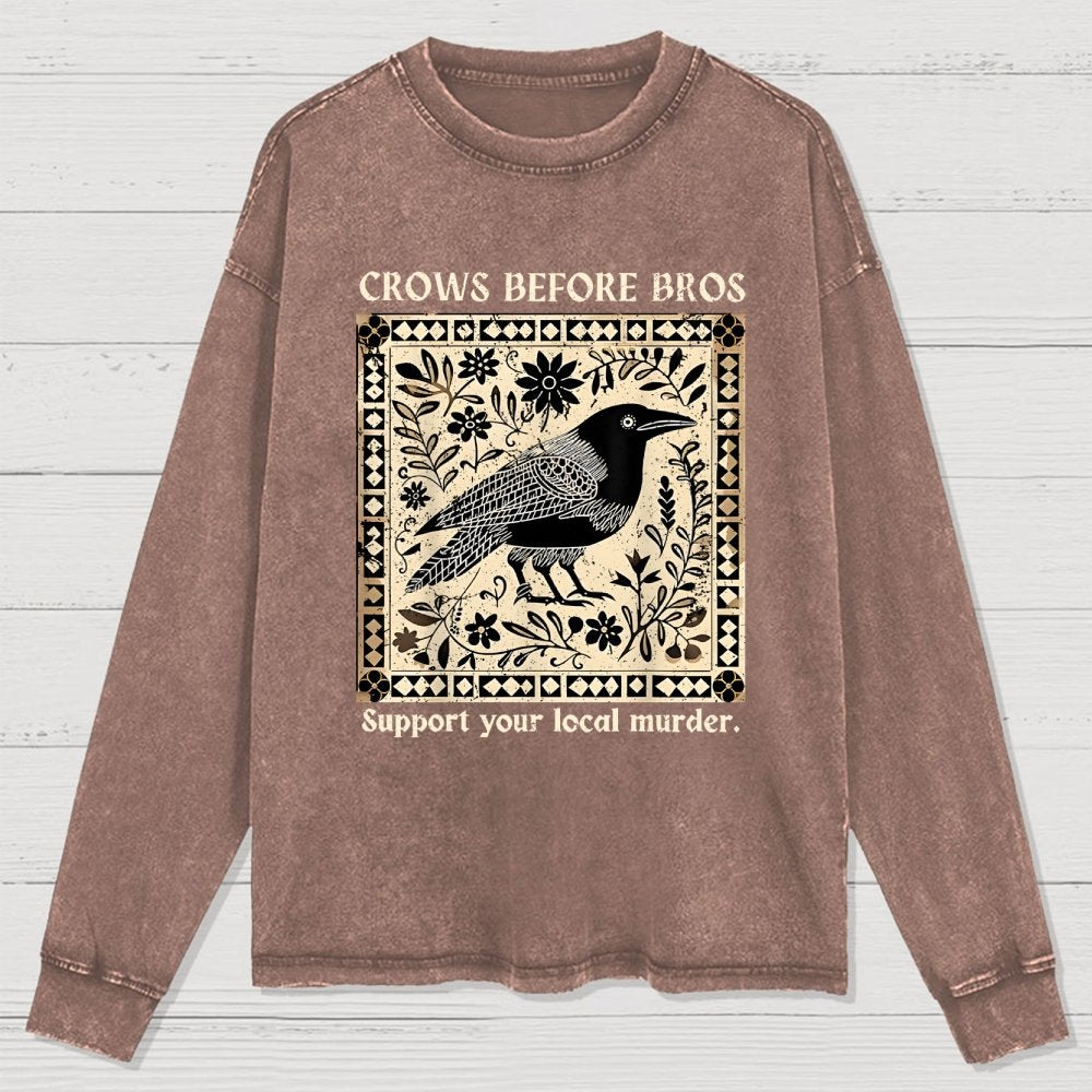 Crows Before Bros Washed Long Sleeve Tee
