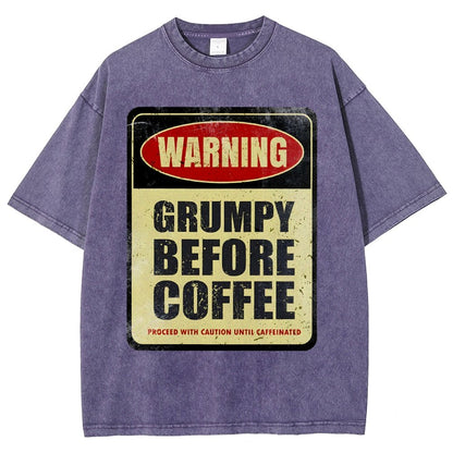 Grumpy Before Coffee Vintage Distressed T-shirt 2412001060
