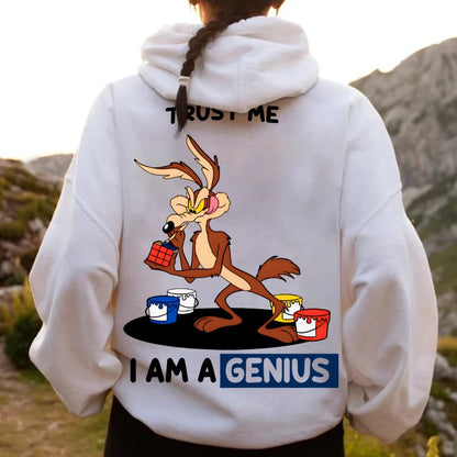 Trust Me I'm a Genius Printed Back Cotton Hoodie
