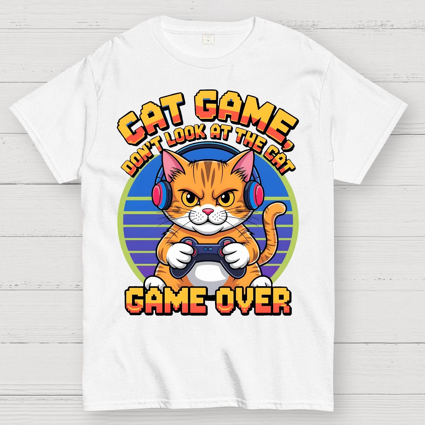 Funny Cat Game-Game Over Geek T-Shirt
