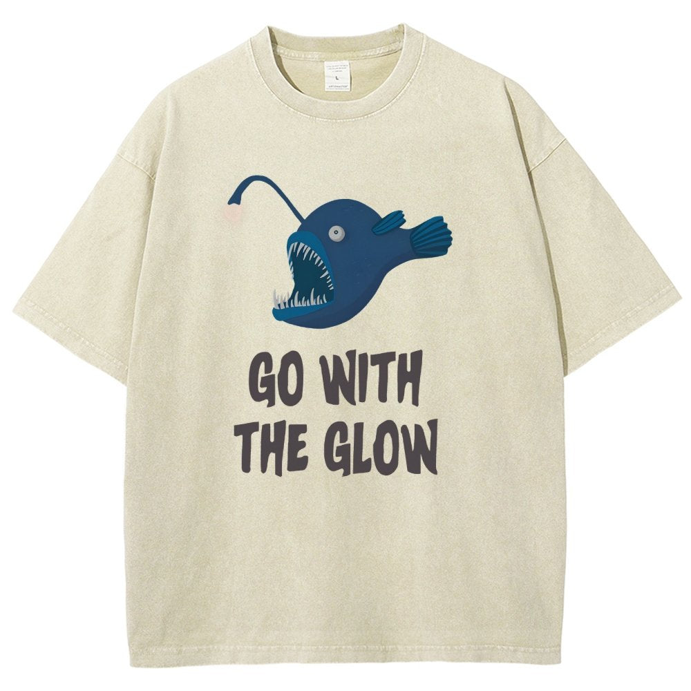 Go With The Glow Anglerfish Pun Vintage Distressed T-shirt
