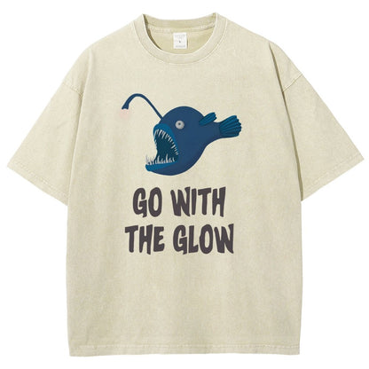 Go With The Glow Anglerfish Pun Vintage Distressed T-shirt
