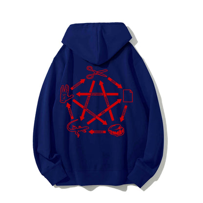 Rock Paper Scissors Spock Printed Back Unisex Cotton Hoodie