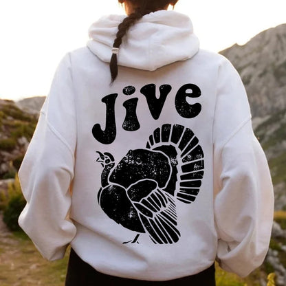 Jive Turkey Printed Back Unisex Cotton Hoodie