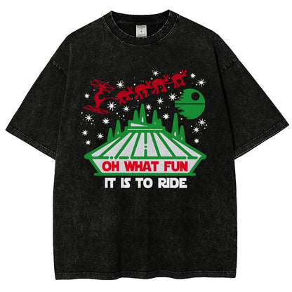 Oh！What Fun It Is To Ride Christmas Vintage Distressed T-shirt