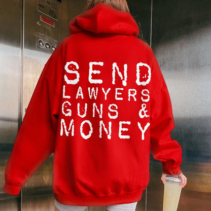 Send Lawyers Guns And Money Printed Back Unisex Cotton Hoodie