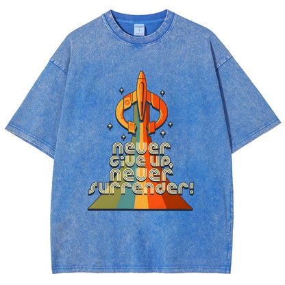 Retro Quest Never give up, never surrender! Vintage Distressed T-shirt