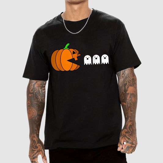 Funny Halloween Pumpkin Eating Ghost Geek T-Shirt