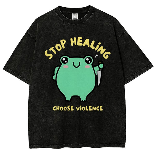 Stop Healing Choose Violence Vintage Distressed T-shirt
