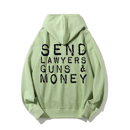 Send Lawyers Guns And Money Printed Back Unisex Cotton Hoodie