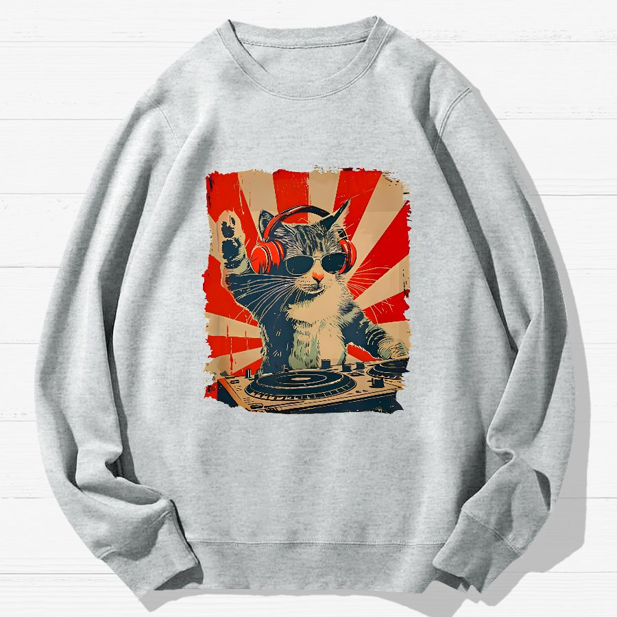 Rock Cat Geek Cotton Sweatshirt