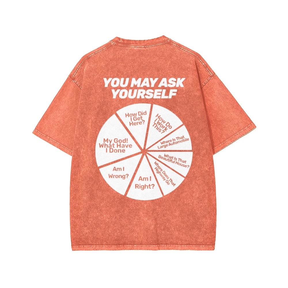Techno Apocalypse Front And Back Printing Washed T-shirt