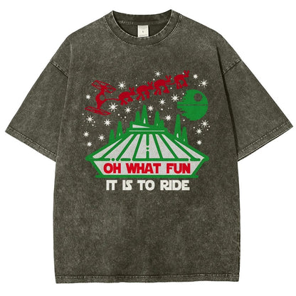 Oh！What Fun It Is To Ride Christmas Vintage Distressed T-shirt