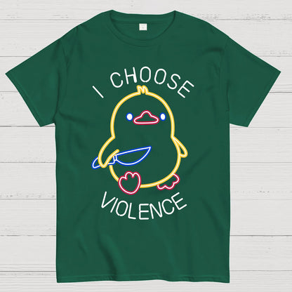 I Choose Violence Neon Funny Duck Geek T-Shirt
