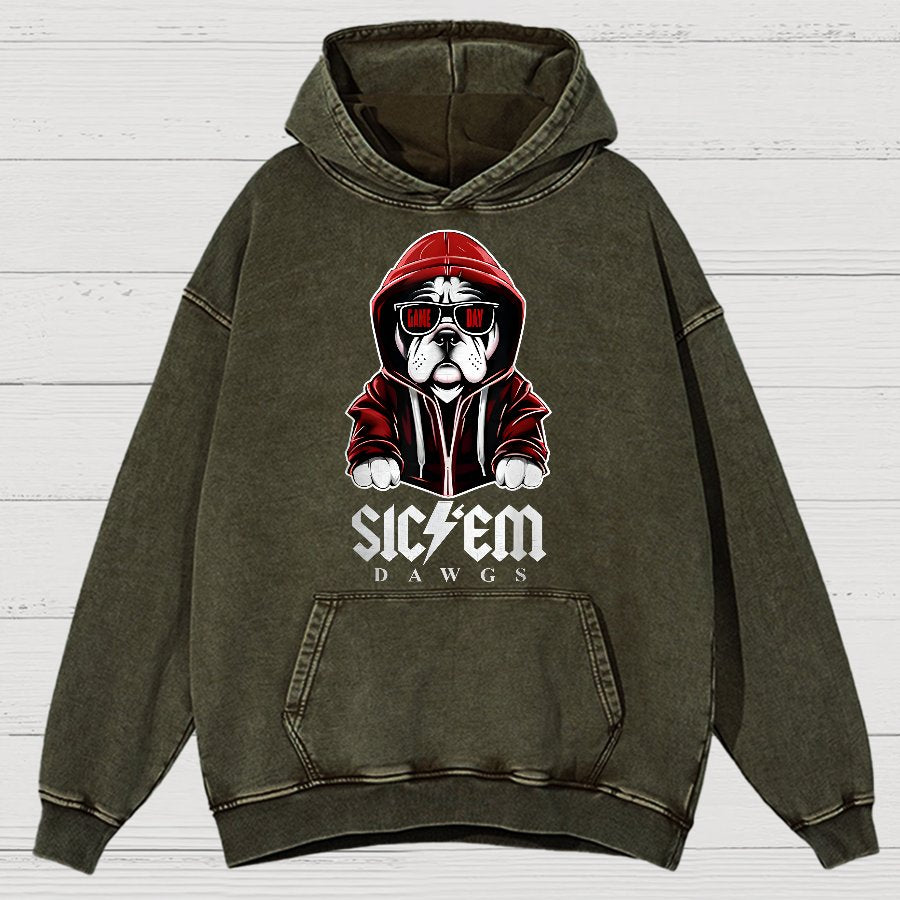 Bulldogs Football Spirit Game Day Retro Sports Vintage Distressed Hoodie