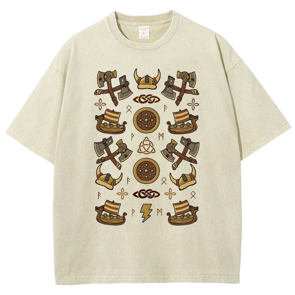 Fantasy Vikings Vintage Distressed T-shirt