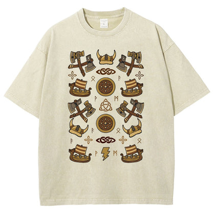 Fantasy Vikings Vintage Distressed T-shirt