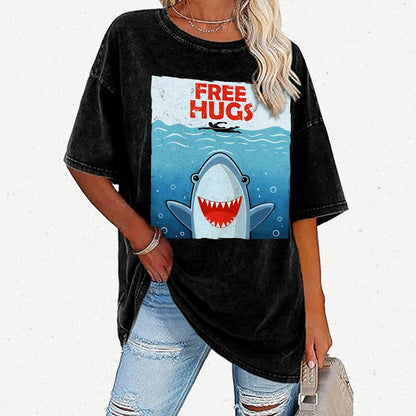 Free Shark Hugs Vintage Distressed T-shirt