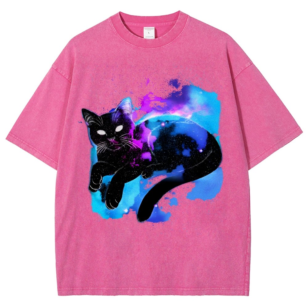 Space Cat Vintage Distressed T-shirt