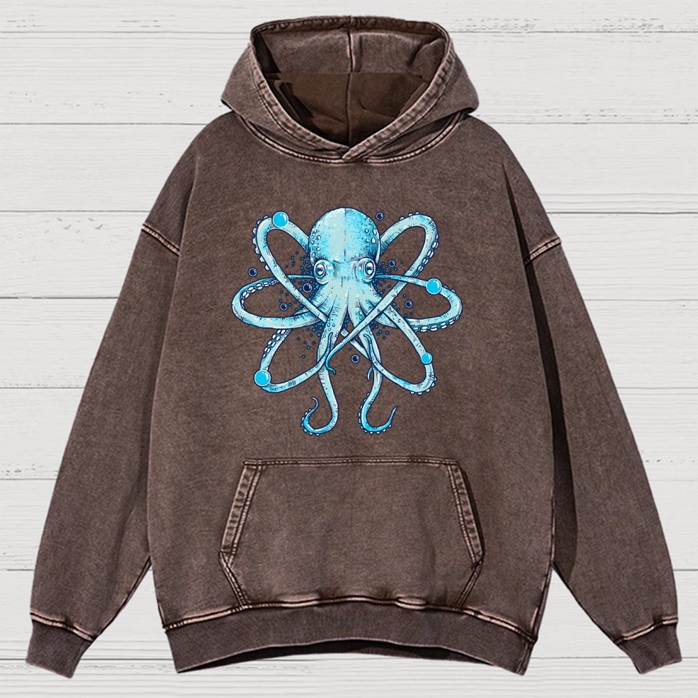 Atomic Octopus Vintage Distressed Hoodie