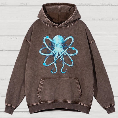 Atomic Octopus Vintage Distressed Hoodie