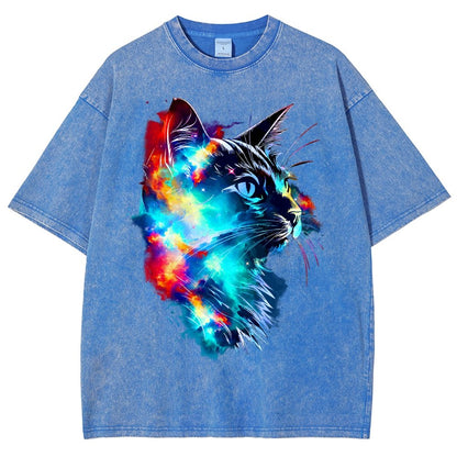 Cosmos Cat Vintage Distressed T-shirt