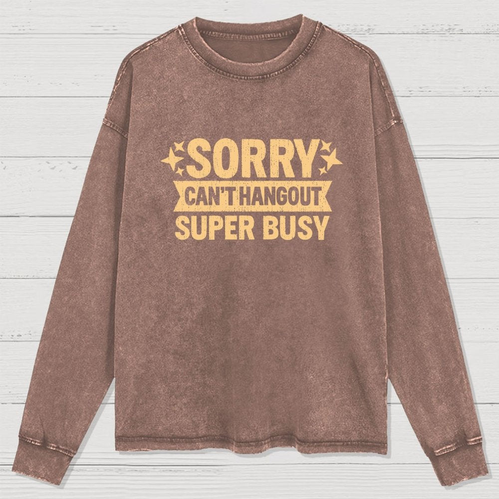 Sorry — Can’T Hang Out — Super Busy Washed Long Sleeve Tee
