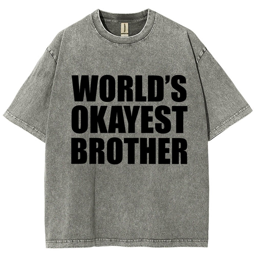 World's Okayest Brother Vintage Distressed T-shirt
