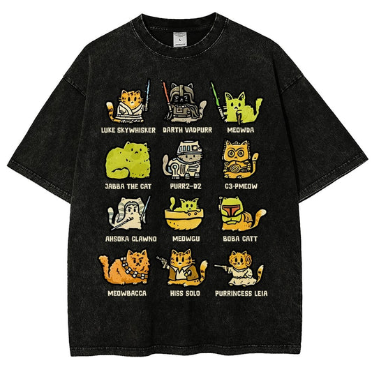 Cats of the Stars Vintage Distressed T-shirt